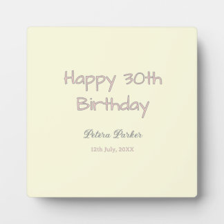 frohen 30. Geburtstag pink gelb grau pastell name  Fotoplatte