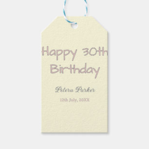 Frohen 30. Geburtstag pink gelb grau pastell name  Geschenkanhänger