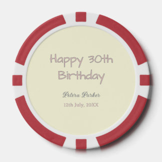 frohen 30. Geburtstag pink gelb grau pastell name Pokerchips