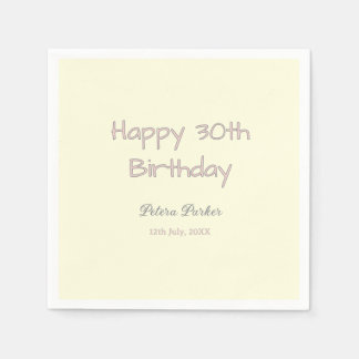 frohen 30. Geburtstag pink gelb grau pastell name  Serviette
