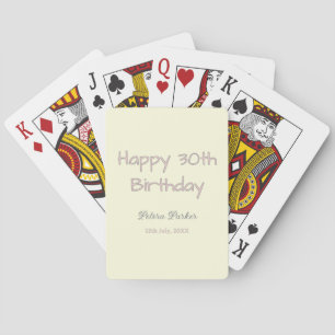 frohen 30. Geburtstag pink gelb grau pastell name Spielkarten