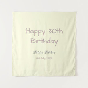 frohen 30. Geburtstag pink gelb grau pastell name Wandteppich
