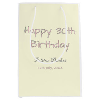 Frohen 30. Geburtstag rosa gelb grau Pastell Name Mittlere Geschenktüte