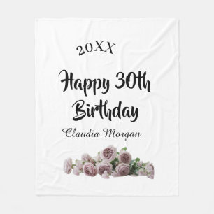 Frohen 30. Geburtstag rosa weiß mauve floraler Nam Fleecedecke