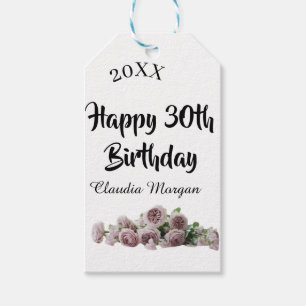 Frohen 30. Geburtstag rosa weiß mauve floraler Nam Geschenkanhänger