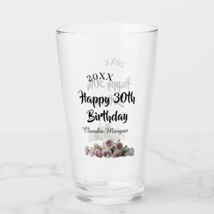Frohen 30. Geburtstag rosa weiß mauve floraler Nam Glas