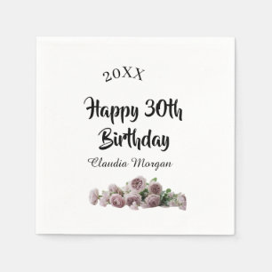 Frohen 30. Geburtstag rosa weiß mauve floraler Nam Serviette