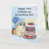  Frohen 34. Murmeltiertag-Geburtstag  Karte (Vorderseite)