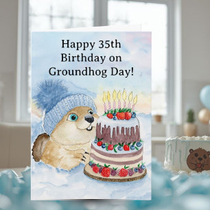 Frohen 35. Murmeltiertag-Geburtstag Karte