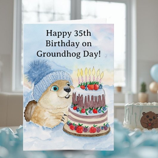 Frohen 35. Murmeltiertag-Geburtstag Karte