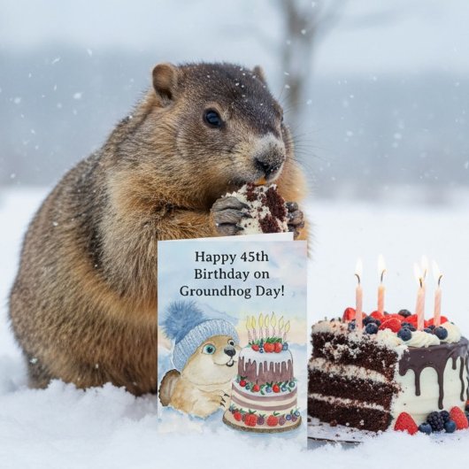 Frohen 45. Murmeltiertag-Geburtstag Karte
