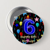 Frohen 6. Geburtstag Button (Vorne & Hinten)