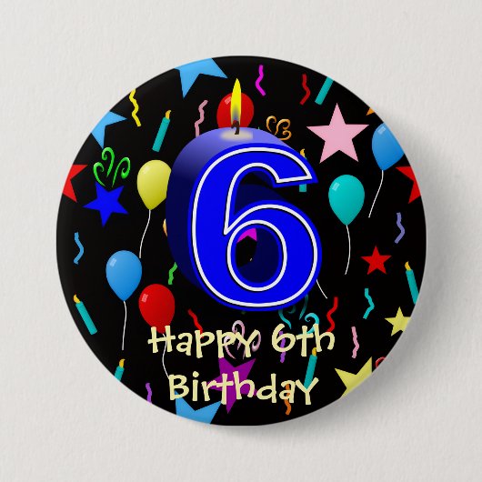 Frohen 6. Geburtstag Button (Vorderseite)