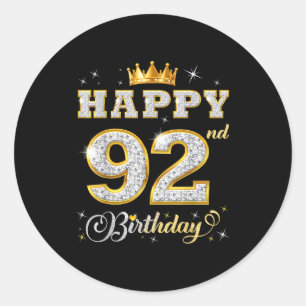 Frohen 92. Geburtstag 92 Jahre alte Frauen Männer  Runder Aufkleber
