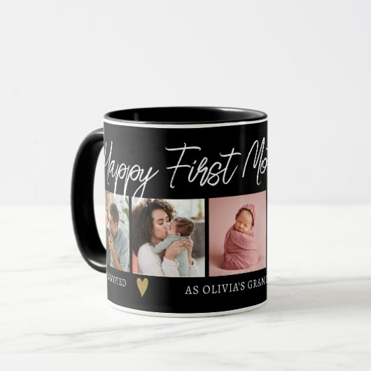 Frohen ersten Muttertag Oma 5 Foto Schwarz Tasse (Vorderseite Links)