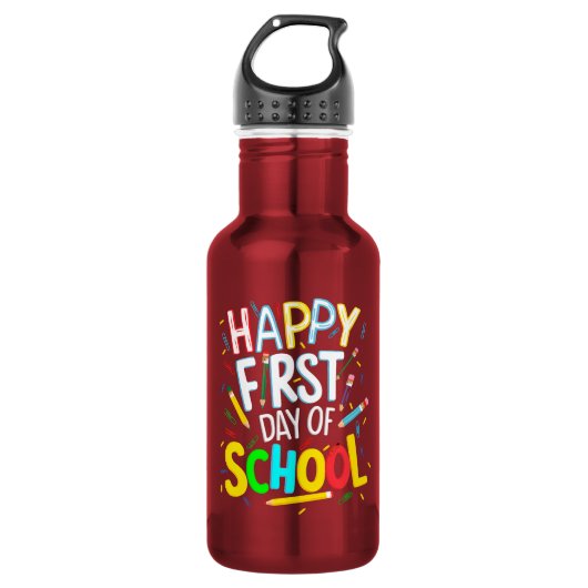 Frohen ersten Schultag Edelstahlflasche (Vorderseite)