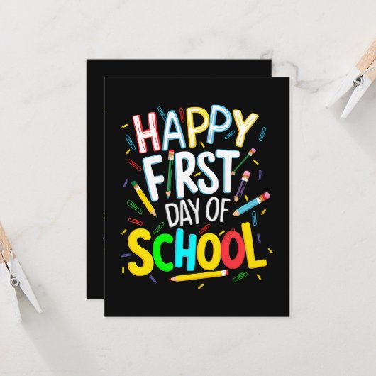 Frohen ersten Schultag Einladung (Vorderseite/Rückseite Beispiel)