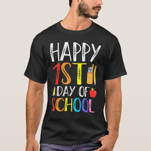 Frohen ersten Schultag Lehrer Schüler Eltern T-Shirt (Vorderseite)