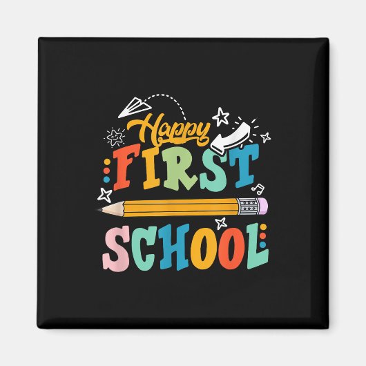 Frohen ersten Schultag Lehrer Schüler Kind Rücksei Magnet (Vorne)
