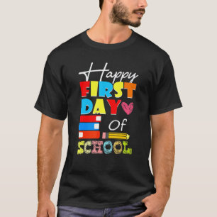 Frohen ersten Schultag Lehrer Schüler Stift und  T-Shirt
