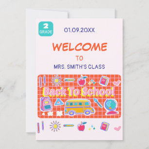 Frohen ersten Schultag! Nachricht von Ihrem Lehrer Einladung