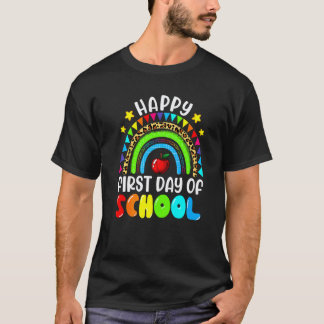 Frohen ersten Schultag Süße Regenbogen-Lehrer Ki T-Shirt