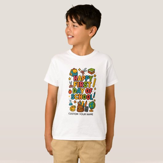 Frohen ersten Schultag T-Shirt (Vorne ganz)