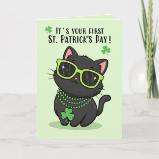 Frohen ersten St. Patricks Tag Baby Süße Katze  Feiertagskarte