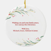 Frohen Festtage Aquarellgrün Weihnachten Keramik Ornament (Hinten)