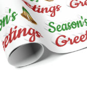 Frohen Festtage Bells Rot-Grün-Schrift Geschenkpapier (Rolleneckpunkt)