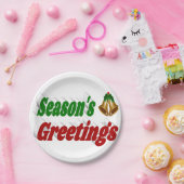 Frohen Festtage Bells Typografie Weihnachten Pappteller (Party)