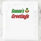 Frohen Festtage Bells Weihnachtstypografie Ovaler Aufkleber (Tasche)