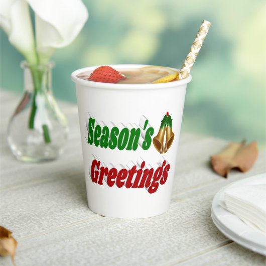 Frohen Festtage Bells Weihnachtstypografie Pappbecher (In Situ)