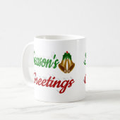 Frohen Festtage Bells Weihnachtszettel Kaffeetasse (Vorderseite Links)