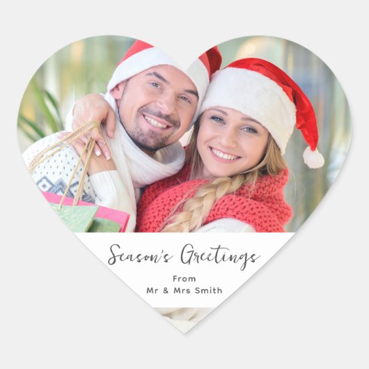 Frohen Festtage Ein Foto Weihnachten Herz-Aufkleber (Vorderseite)