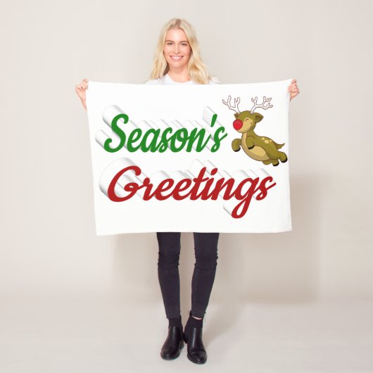 Frohen Festtage Flying Rentier Weihnachtsskript Fleecedecke (Beispiel)