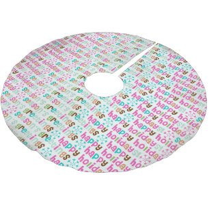 Frohen Festtage Happy Holidays Tree Skirt Polyester Weihnachtsbaumdecke