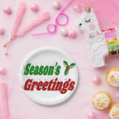 Frohen Festtage Holly, Typografie Weihnachten Pappteller (Party)