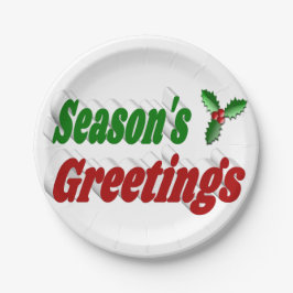 Frohen Festtage Holly, Typografie Weihnachten Pappteller