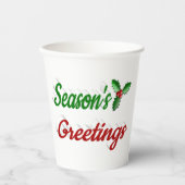 Frohen Festtage Holly Weihnachtsschrift Pappbecher (Vorderseite)