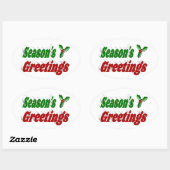 Frohen Festtage Holly Weihnachtstypografie Ovaler Aufkleber (Blatt)