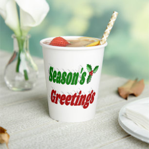 Frohen Festtage Holly Weihnachtstypografie Pappbecher