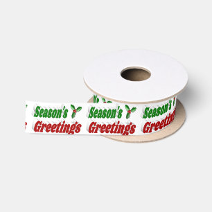 Frohen Festtage Holly Weihnachtstypografie Satinband