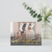 Frohen Festtage Imitate Gold Calligraphy Weihnacht Postkarte (Stehend Vorderseite)