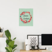 Frohen Festtage Red Floral Watercolor Kranz Poster (Home Office)