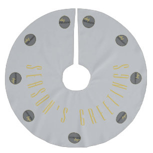 FROHEN FESTTAGE SILVER GRAY GOLD BUSINESS LOGO POLYESTER WEIHNACHTSBAUMDECKE