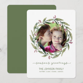 Frohen Festtage Watercolor Wreath Holiday Feiertagskarte