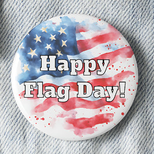 Frohen Flaggentag Wasserfarbe Amerikanische Flagge Button