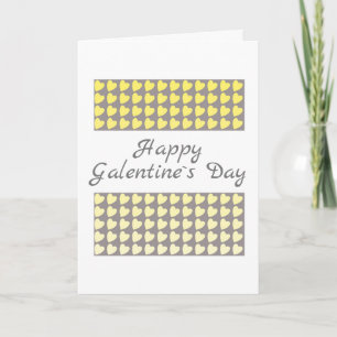Frohen Galentine`s Tag Gelb Grau Herz Muster Feiertagskarte