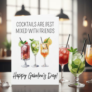 Frohen Galentine's Day Cocktail Freunde Karte